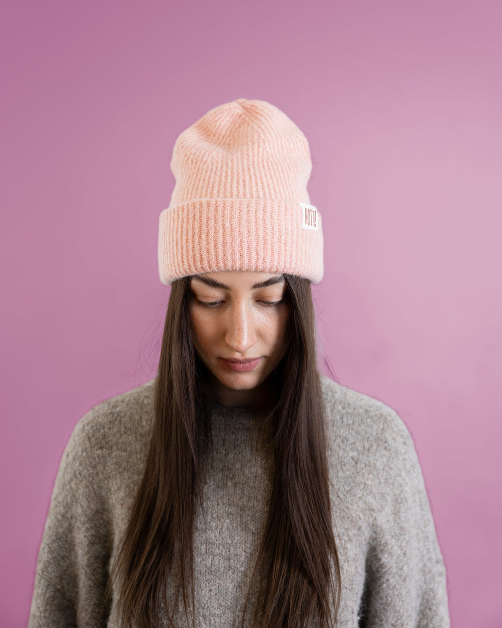 Beanie "NOT Sorry!" mit Label soft-rib