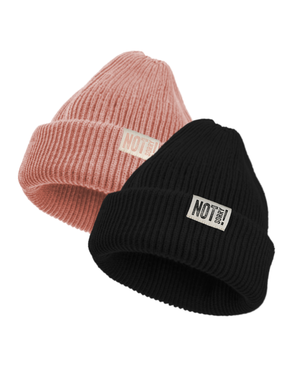 Beanie "NOT Sorry!" mit Label soft-rib