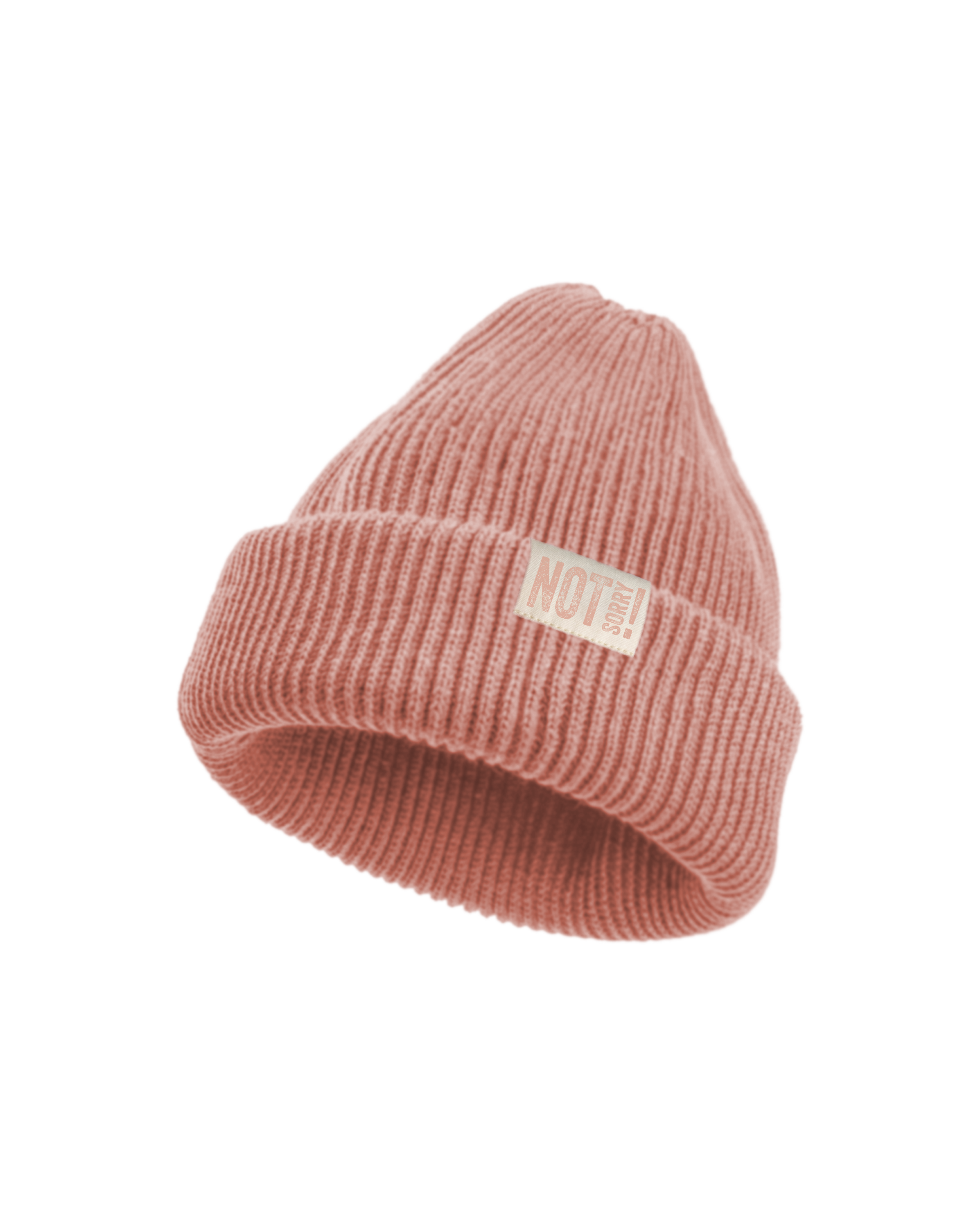 Beanie "NOT Sorry!" mit Label soft-rib