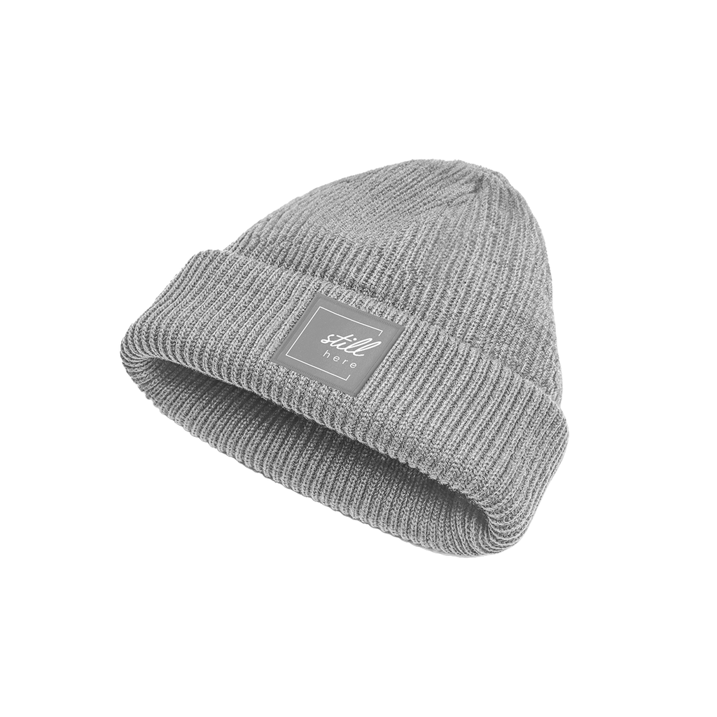 Beanie "still here" grey heavy rib