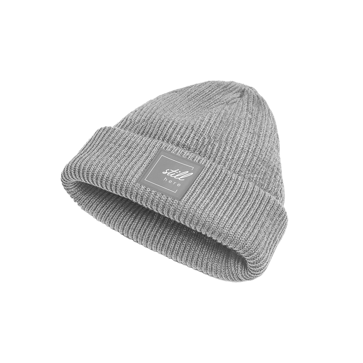 Beanie "still here" grey heavy rib