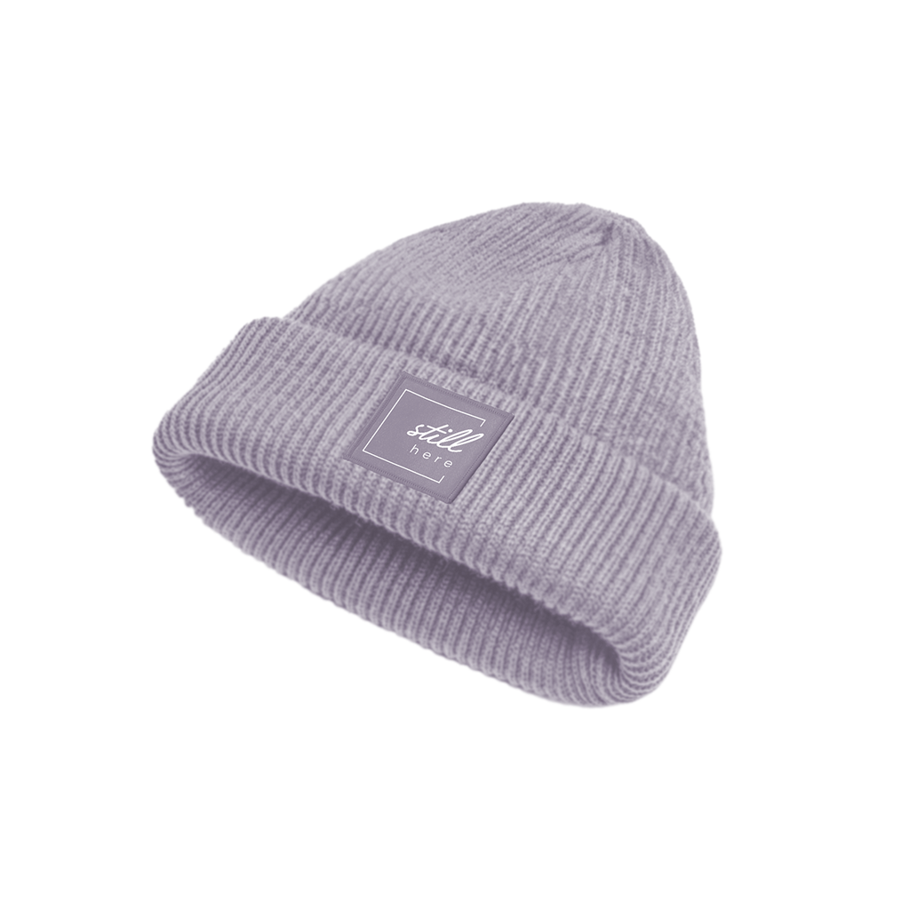 Beanie "still here" lavender soft rib